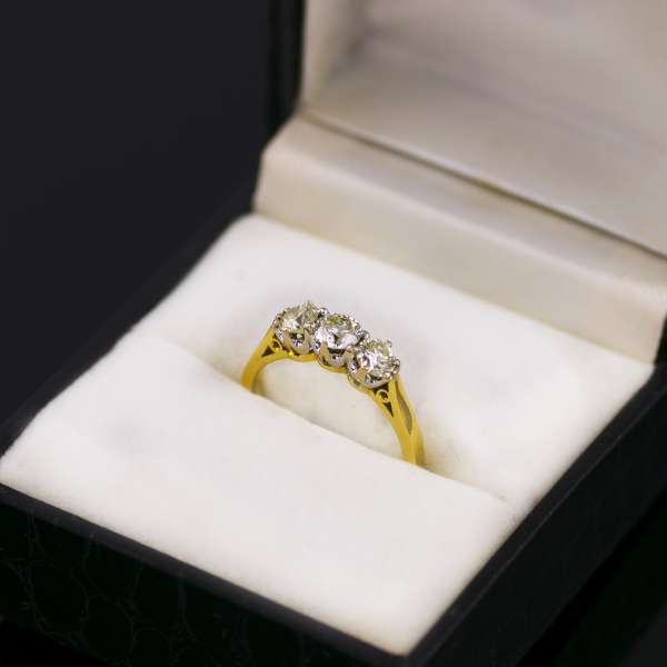 18ct three stone diamond ring.