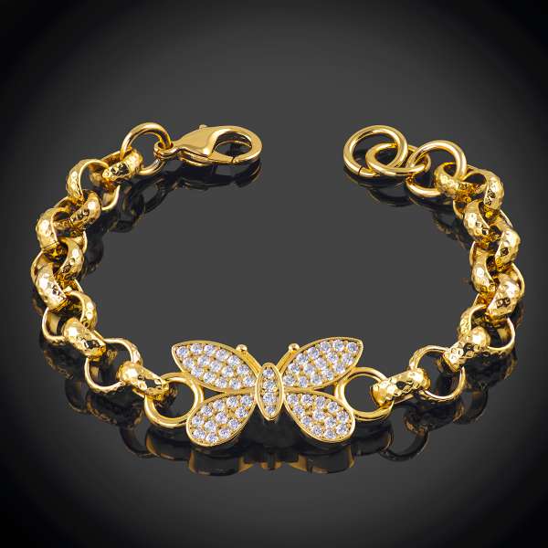 18ct gold bonded child's butterfly belcher bracelet.