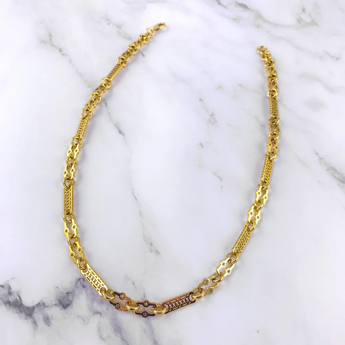 18ct Gold Bonded 20 Inch Stars and Bars Chain - Image 3