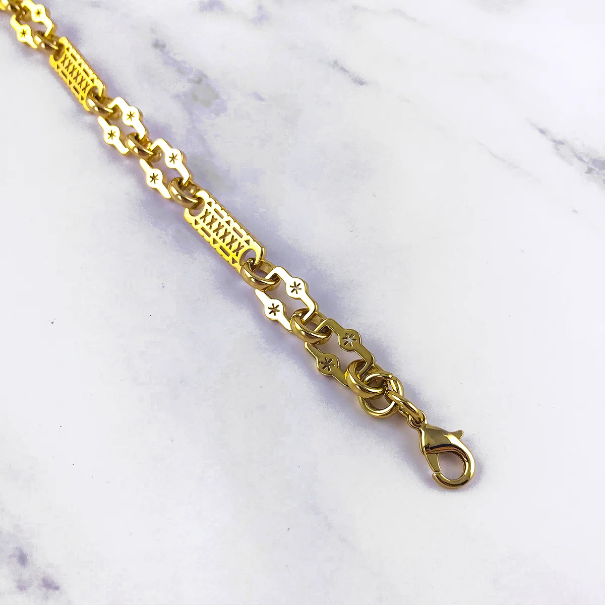 18ct Gold Bonded 20 Inch Stars and Bars Chain - Image 5