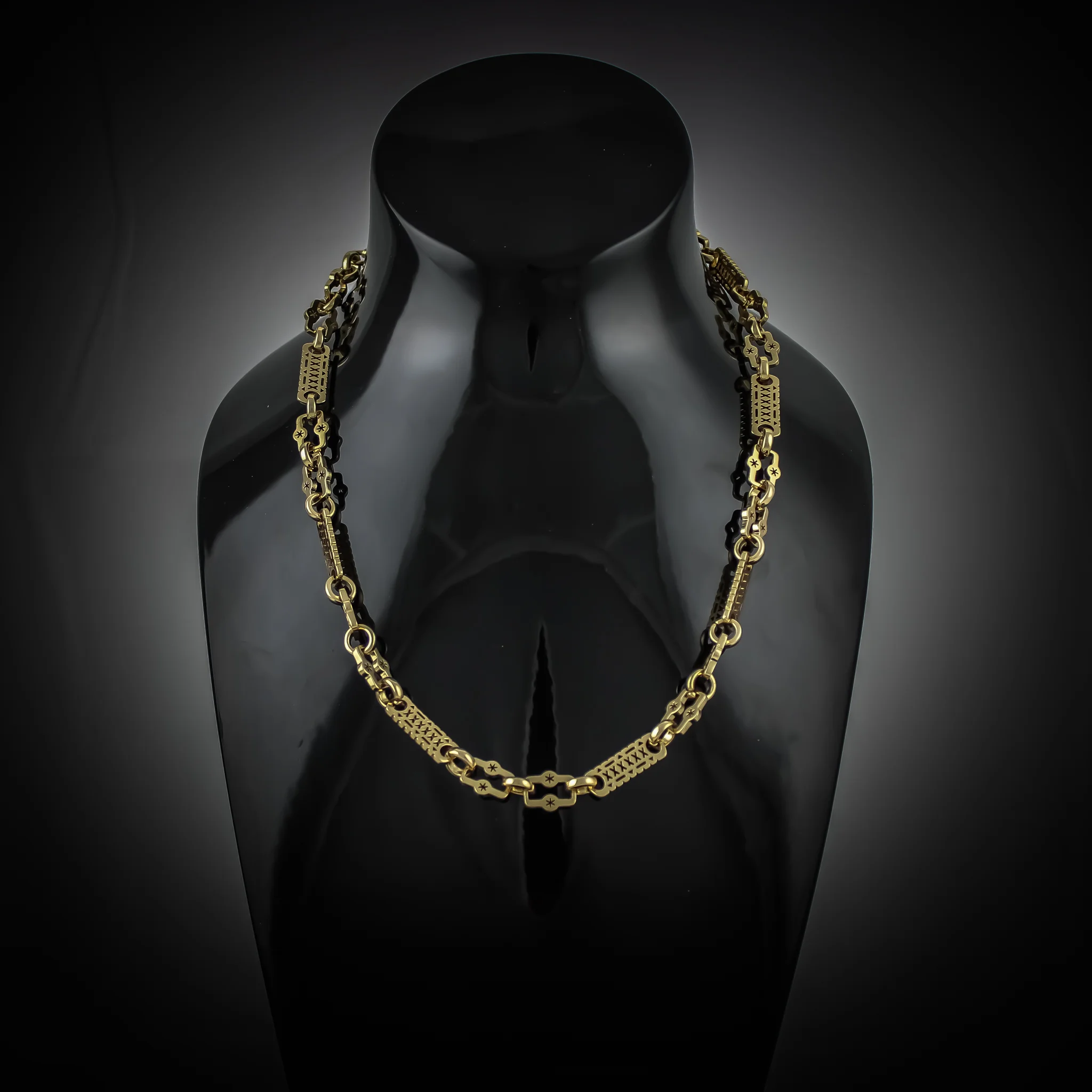 18ct Gold Bonded 20 Inch Stars and Bars Chain - Image 7