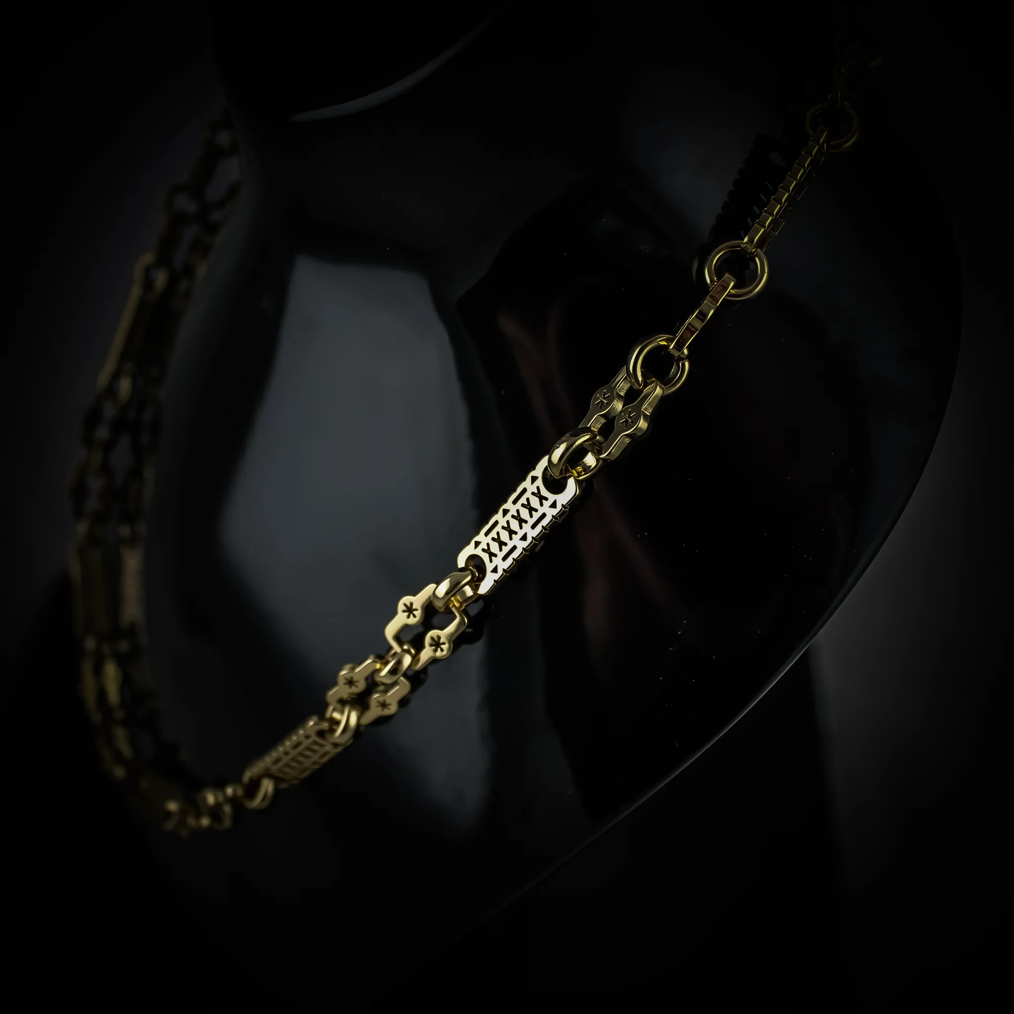 18ct Gold Bonded 20 Inch Stars and Bars Chain - Image 8