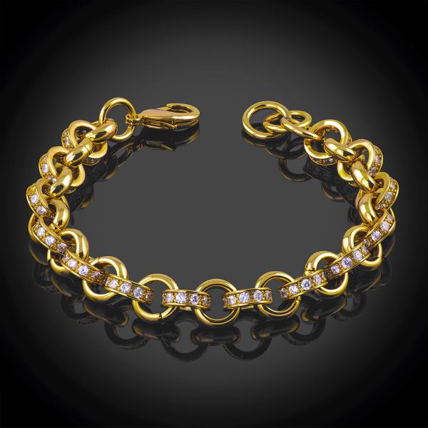 18ct Gold Bonded Stone Set Belcher Bracelet.