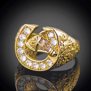 18ct Gold Bonded Stone Set Horseshoe Ring.