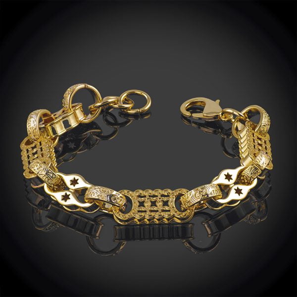 18ct gold bonded stars and bars bracelet