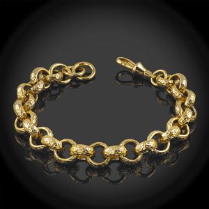 18ct Gold Bonded Diamond Cut Belcher Bracelet With Swivel Clasp.