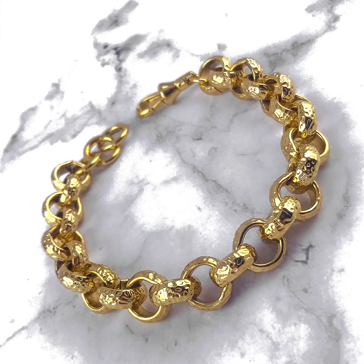 18-karátový zlatý náramok Belcher s diamantovým výbrusom a otočnou sponou - obrázok 2