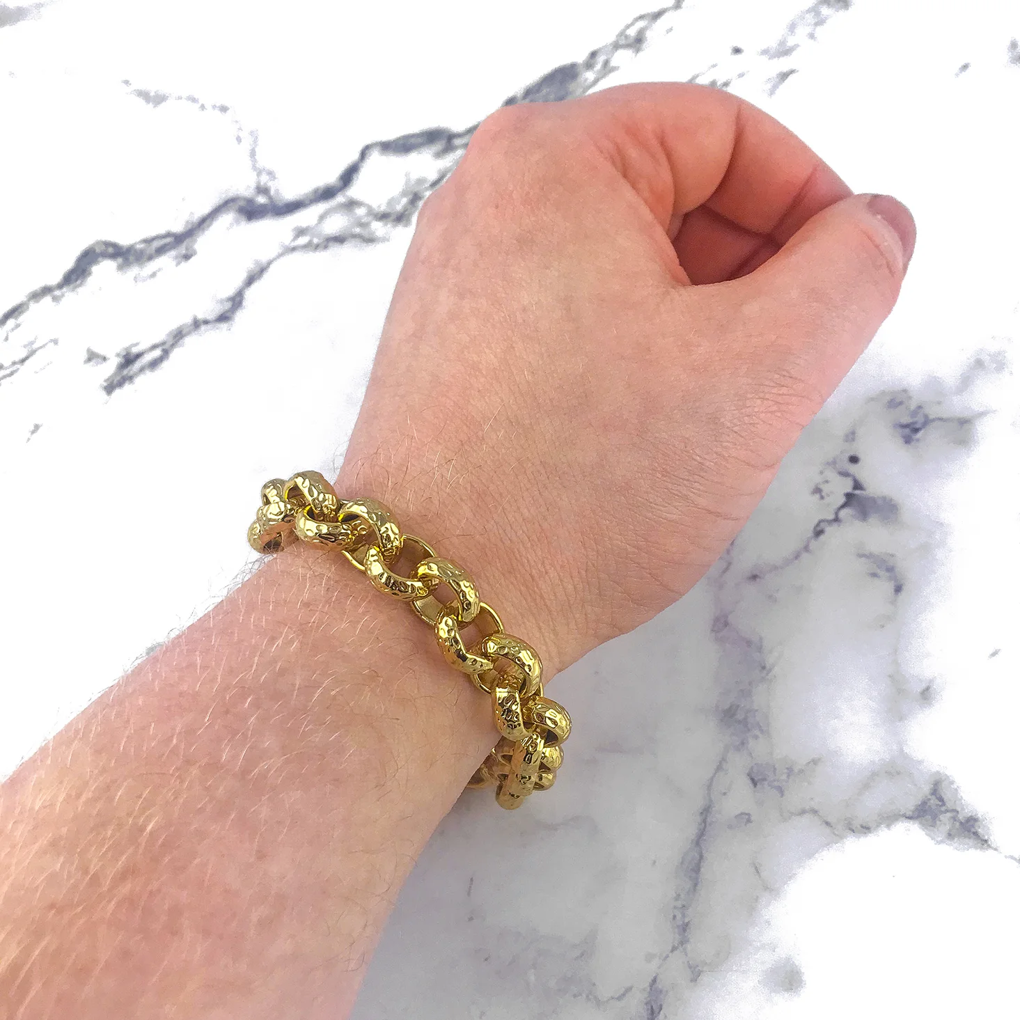 18-karátový zlatý náramok Belcher s diamantovým výbrusom a otočnou sponou - obrázok 4