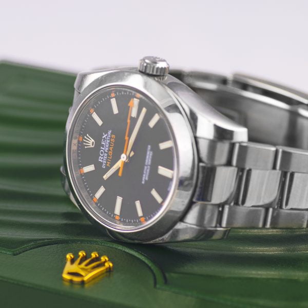 Rolex Oyster Perpetual Milgauss watch.