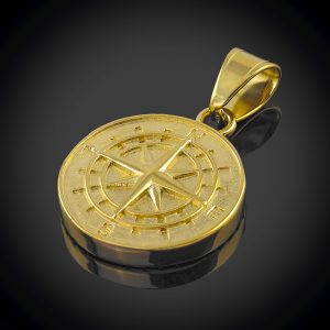 18ct bonded gold Compass pendant.